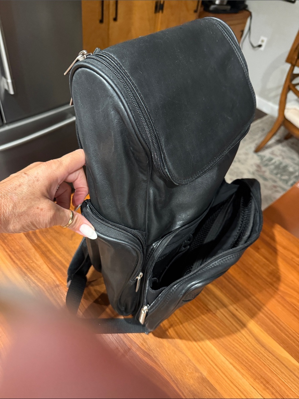 Genuine Black Leather Men's or Womans Backpack - Sleek Everyday Carry